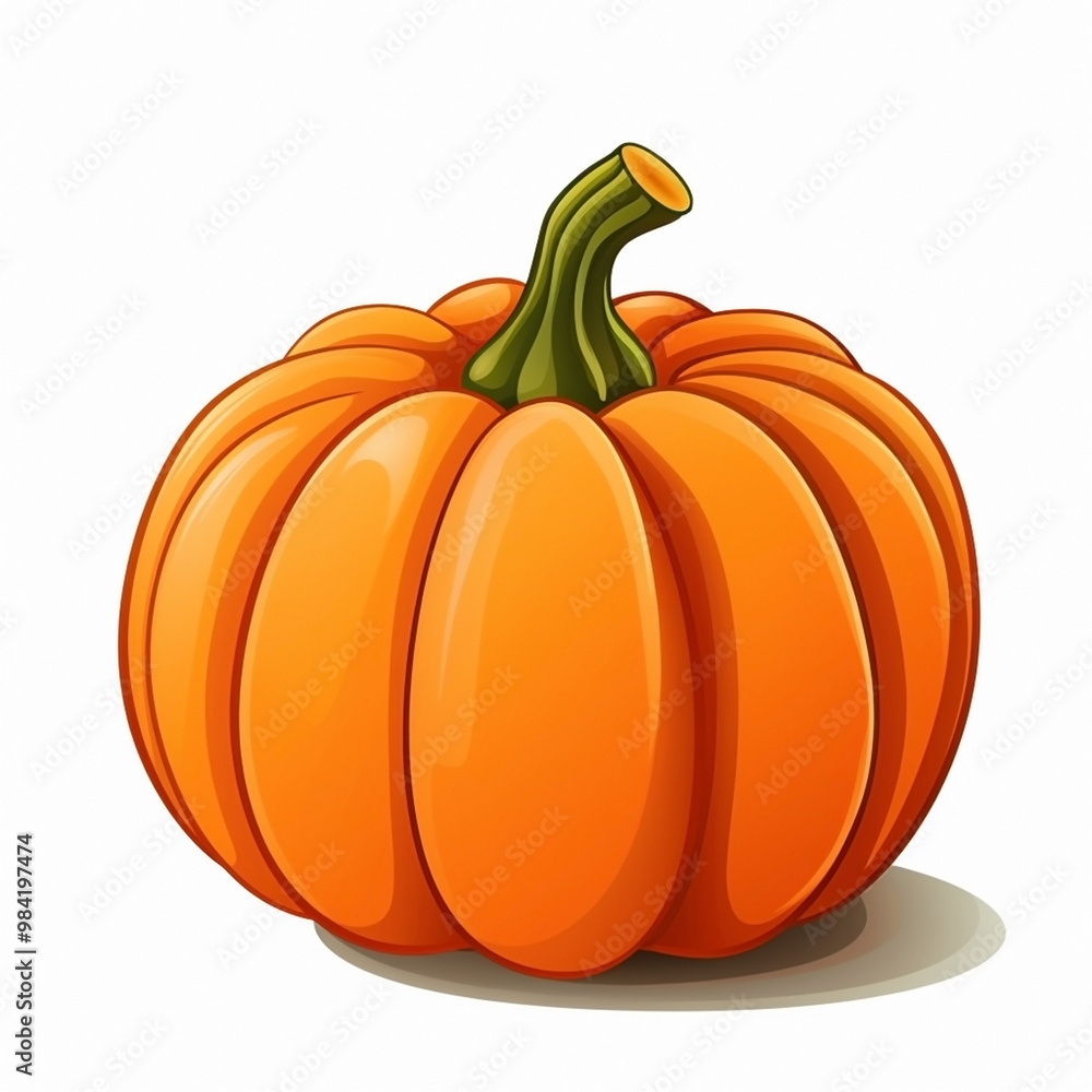 Obraz premium Thanksgiving pumpkin isolated on white background. Cartoon illustration.