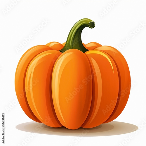 Harvest pumpkin isolated on white background. Cartoon illustration.