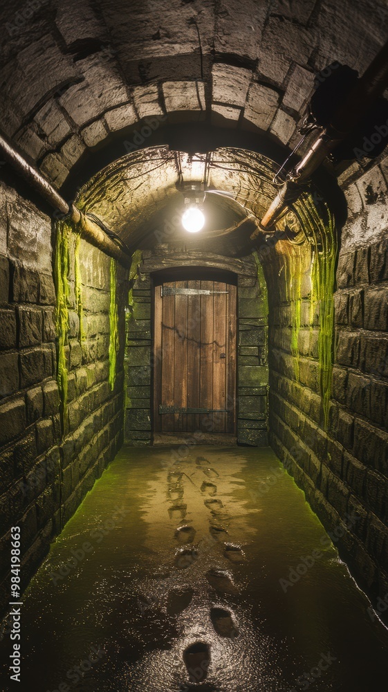 Mysterious Tunnel with Light and Doorway Mysterious Tunnel with Light and Doorway