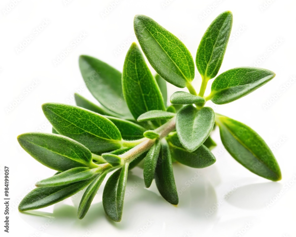 Fresh Green Thyme Leaf Isolated on White Background Fresh Green Thyme Leaf Isolated on White Background