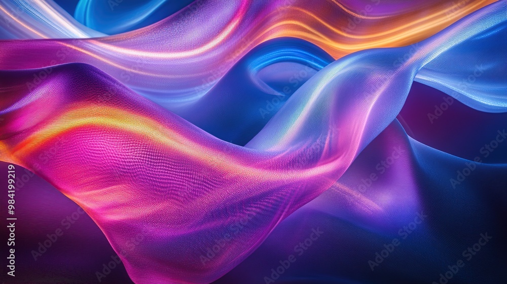 Fototapeta premium Abstract waves of vibrant colors creating a dynamic and fluid visual experience.