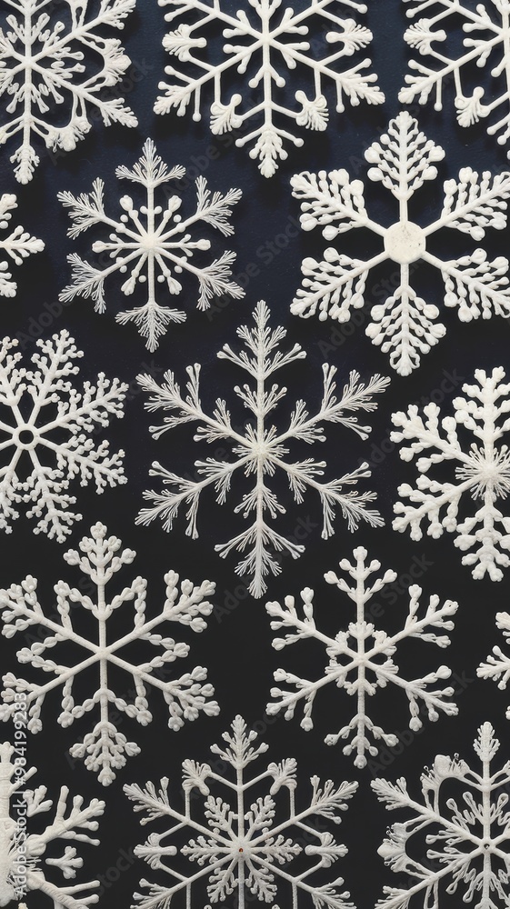 Intricate Snowflake Patterns on Dark Background Intricate Snowflake Patterns on Dark Background