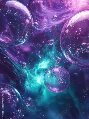 Wallpaper Mural Ethereal Dreamscape of Floating Glowing Spheres in a Surreal Cosmic Universe Torontodigital.ca