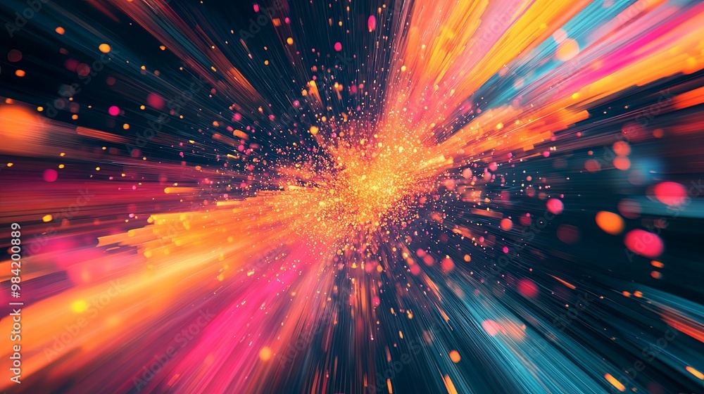 Abstract Explosion of Light and Color with Radial Streaks Abstract Explosion of Light and Color with Radial Streaks