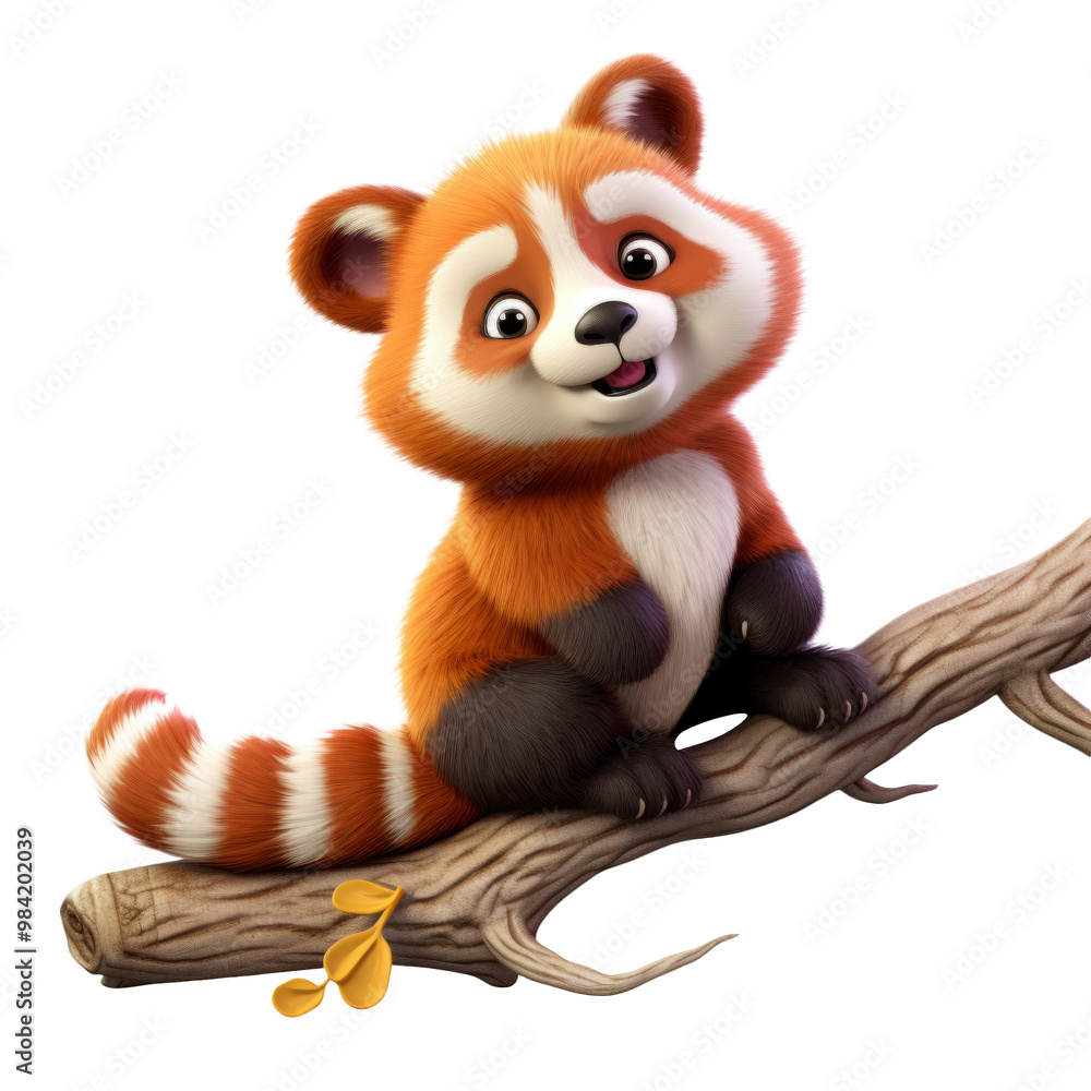 Red Panda on a Tree Branch Clipart Illustration Red Panda on a Tree Branch Clipart Illustration