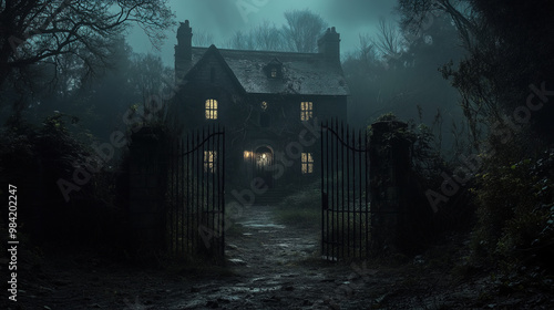 A very old and creepy house on the eve of Halloween.