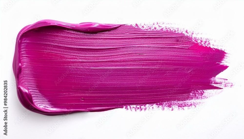 fuchsia oil brush stroke on white background