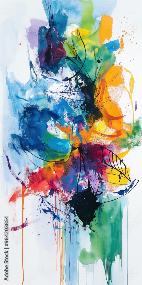 Fototapeta premium Abstraction, multicolored drawing, vertical background, wallpaper.