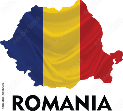 National Day of Romania - Waving Cloth Flag Map - 1 December