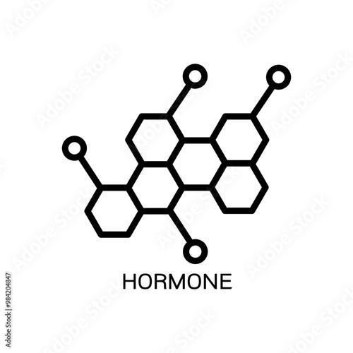 Hormone icon. Thin linear hormone outline icon isolated on white background. Line vector hormone sign, symbol for web and mobile