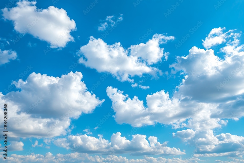 Obraz premium Blue Sky with Puffy Clouds