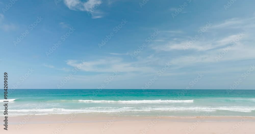 Cinematic scene landscape view tropical beach with blue sky and clouds Cinematic scene landscape view tropical beach with blue sky and clouds