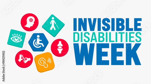 Invisible Disabilities Week background or banner design template is observed every year in October. Holiday concept. Template for card, poster, placard, template. eps 10