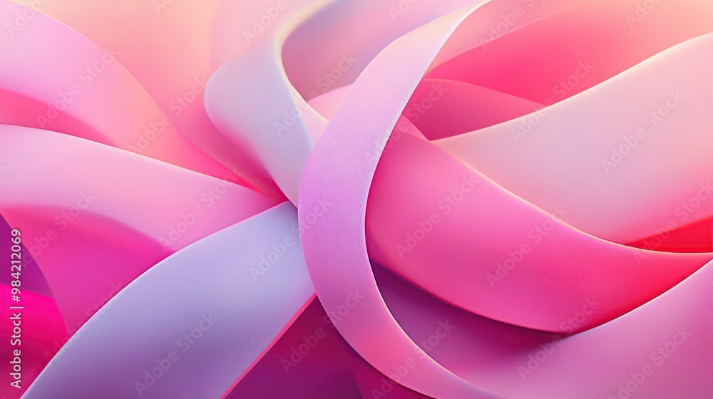 A vibrant abstract composition of intertwined ribbons in shades of pink and lavender. A vibrant abstract composition of intertwined ribbons in shades of pink and lavender.