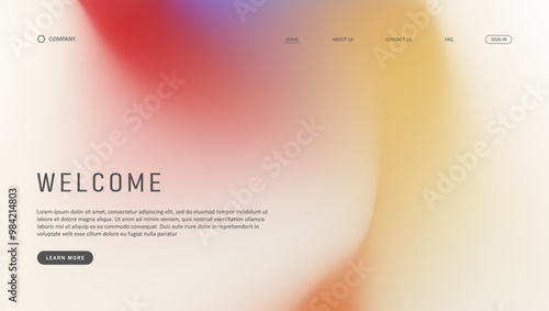 Abstract wave futuristic design of landing page. retro gradient mesh website design