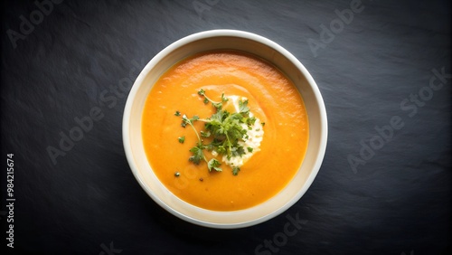 Orange pumkin vegetable soup with vegetables