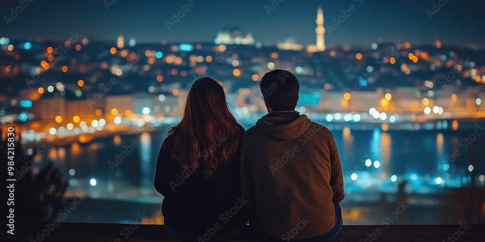 Turkish Couple Strolling Through Night Streets Turkish Couple Strolling Through Night Streets