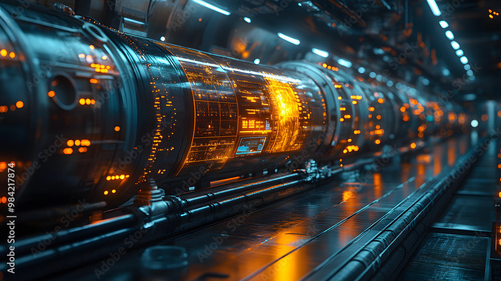 Futuristic machinery with glowing elements, showcasing advanced technology in a sleek, high-tech environment. Futuristic machinery with glowing elements, showcasing advanced technology in a sleek, high-tech environment.