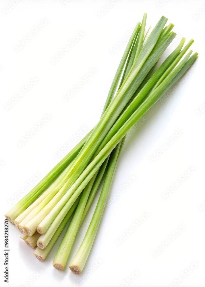 Fresh Lemongrass Isolated on White Background for Culinary and Aromatic Use Fresh Lemongrass Isolated on White Background for Culinary and Aromatic Use