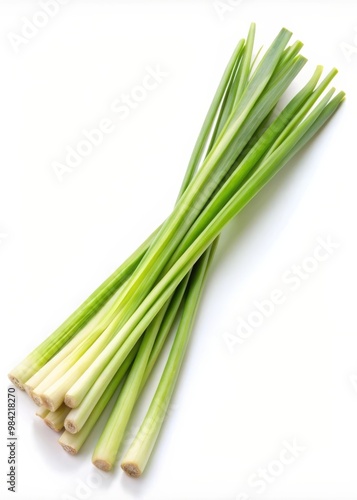 Fresh Lemongrass Isolated on White Background for Culinary and Aromatic Use