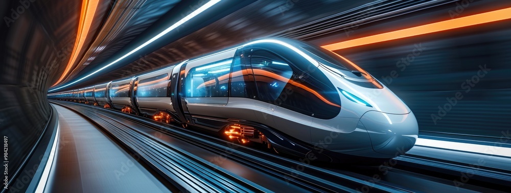 Motion in Motion: Futuristic Train with Light Trails Motion in Motion: Futuristic Train with Light Trails