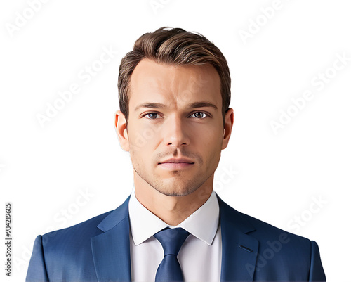 Confident businessman, close-up view, transparent PNG. Made with generative AI technology