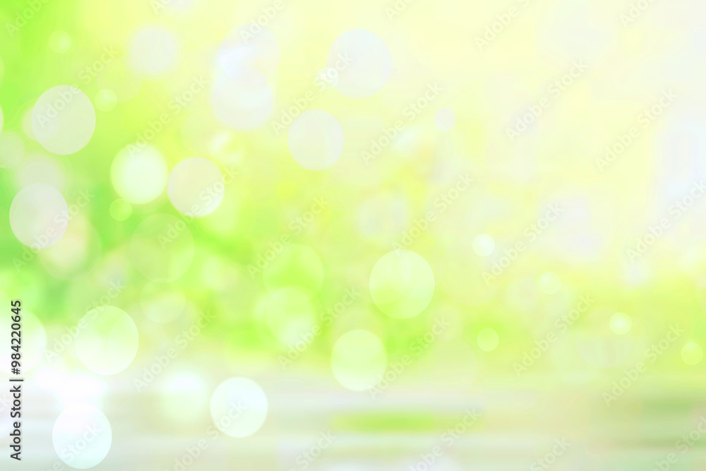 Abstract blurred fresh vivid spring summer light delicate pastel yellow green white bokeh background texture with bright circular soft color lights. Beautiful backdrop illustration. Abstract blurred fresh vivid spring summer light delicate pastel yellow green white bokeh background texture with bright circular soft color lights. Beautiful backdrop illustration.