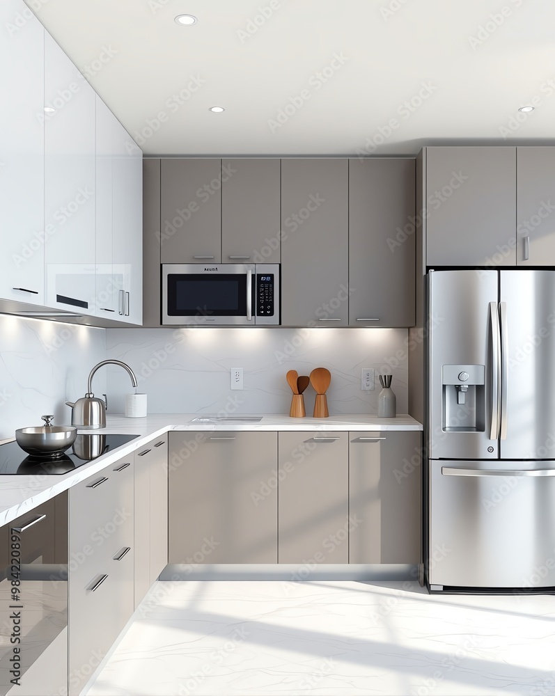 Modern kitchen with sleek appliances Modern kitchen with sleek appliances