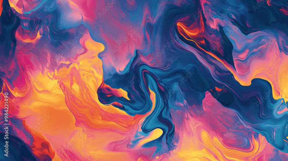 A visual of a contemporary abstract pattern with fluid shapes and vibrant hues. A visual of a contemporary abstract pattern with fluid shapes and vibrant hues.