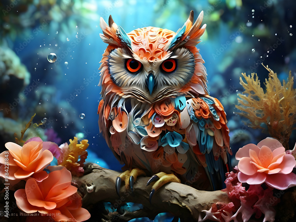 owl on the branch,Ai generated 