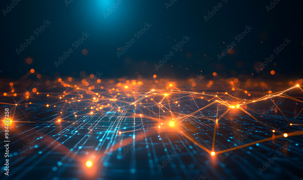 Obraz premium Futuristic Stock Market Chart with Glowing Data or Dynamic Financial Timeline for graphic background