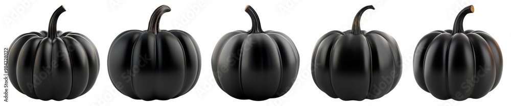 Collection of Pumpkin Black Isolated On White Background. Generative ai Collection of Pumpkin Black Isolated On White Background. Generative ai