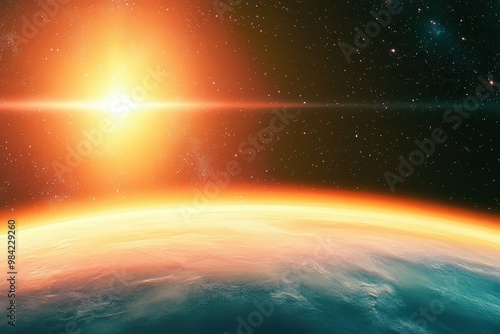 Galaxy-inspired pattern with stars, planets, and nebulae. . Beautiful simple AI generated image