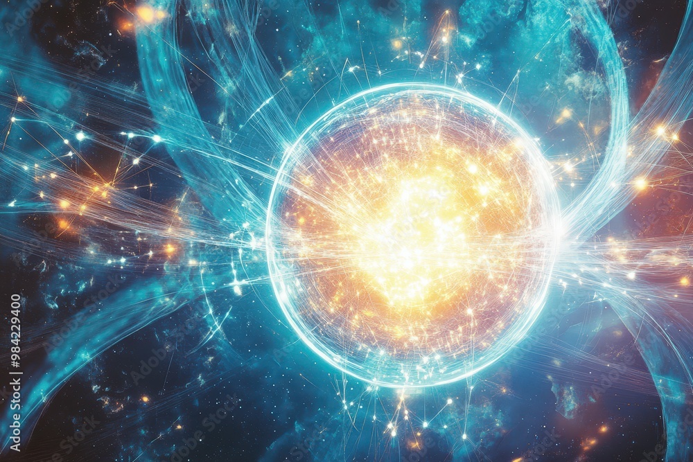 Galaxy-inspired pattern with stars, planets, and nebulae. . Beautiful simple AI generated image Galaxy-inspired pattern with stars, planets, and nebulae. . Beautiful simple AI generated image