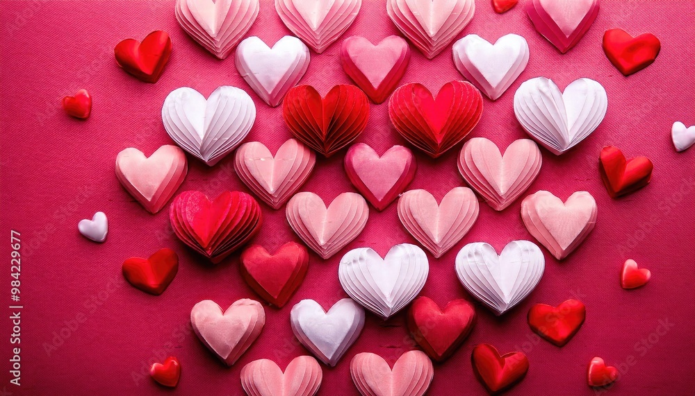 Wedding hearts, hearts background, Layered Paper Heart Design on a Pink Background, Valentine's Day background Wedding hearts, hearts background, Layered Paper Heart Design on a Pink Background, Valentine's Day background