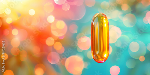 Vitamin Supplement Capsule on Colorful Background