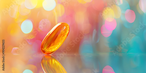 Vitamin Supplement Capsule on Colorful Background