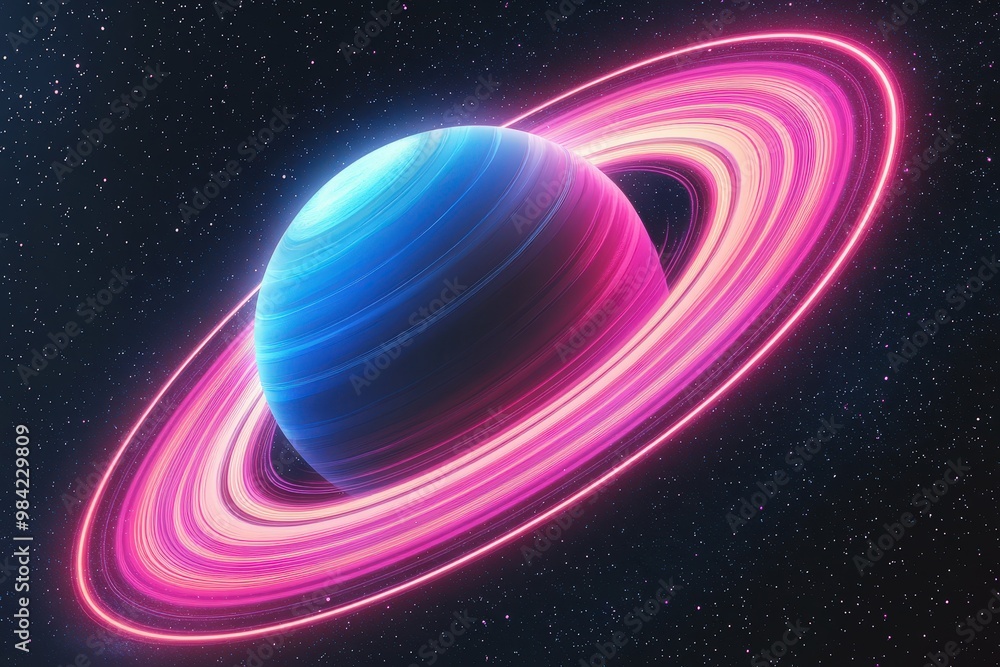 Naklejka premium 3D illustration of planets in deep space. High quality digital space art in 5K - realistic visualization. Beautiful simple AI generated image