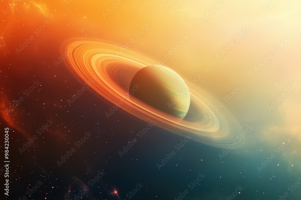 Fototapeta premium 3D illustration of planets in deep space. High quality digital space art in 5K - realistic visualization. Beautiful simple AI generated image
