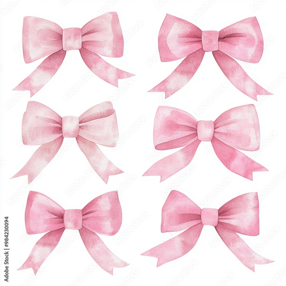 Pink Watercolor Bow Clipart. Pink Watercolor Bow Clipart.