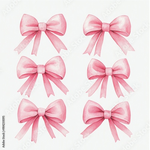 Pink Watercolor Bows.