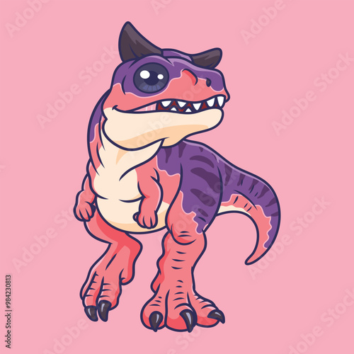 Cute dinosaur Carnotaurus cartoon character vector Illustration.