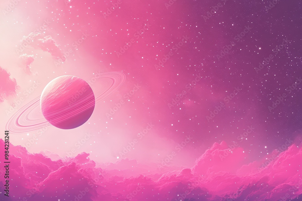 Fototapeta premium 3D illustration of planets in deep space. High quality digital space art in 5K - realistic visualization. Beautiful simple AI generated image