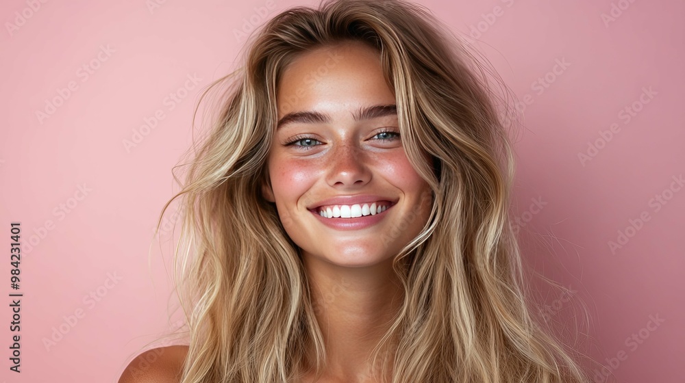A Woman with Blonde Hair and Freckles Smiling at the Camera A Woman with Blonde Hair and Freckles Smiling at the Camera