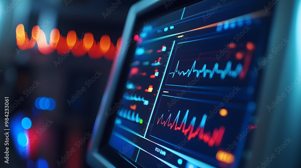 Heartbeat monitor with vital signs. Heartbeat monitor with vital signs.