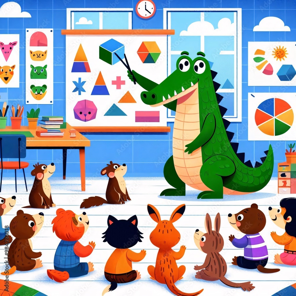 Obraz premium Adventurous Alligators: A Family Journey Through the Jungle