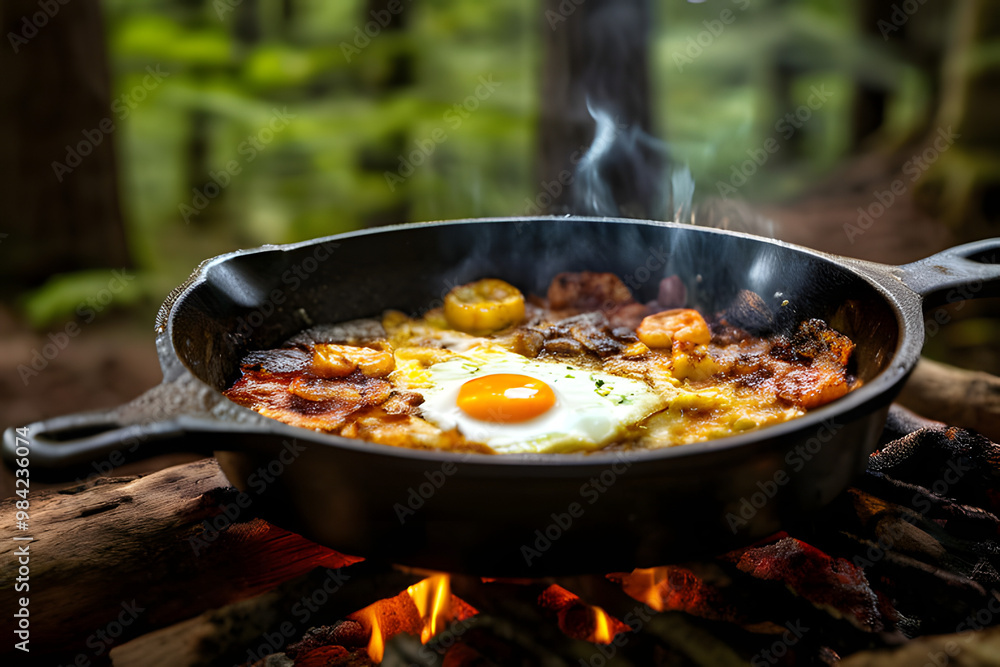 frying pan with meat and vegetables frying pan with meat and vegetables