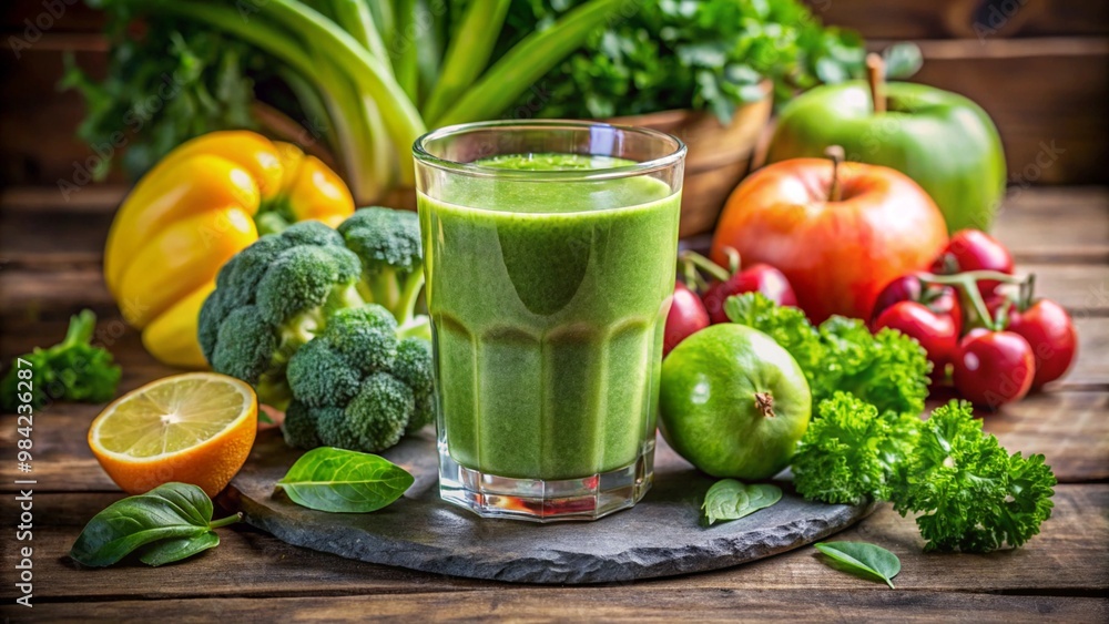 A healthy drink such as a green juice or smoothie. A healthy drink such as a green juice or smoothie.