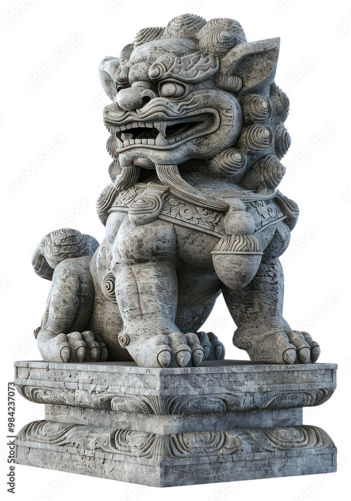 PNG Stone chinese guardian lion statue sculpture art. PNG Stone chinese guardian lion statue sculpture art.