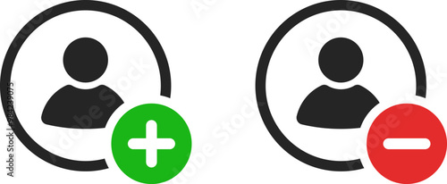 User profile person add plus remove delete sign icon vector design